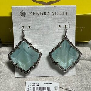 Kendra Scott Silver and Minty Blue Earrings
